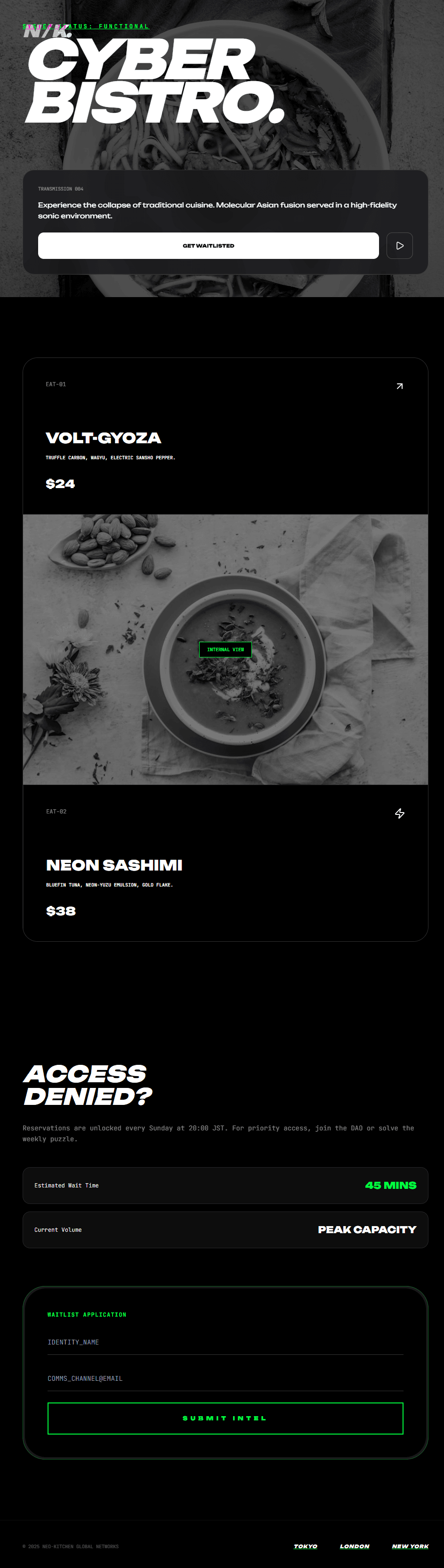 Screenshot of Modern Restaurant website